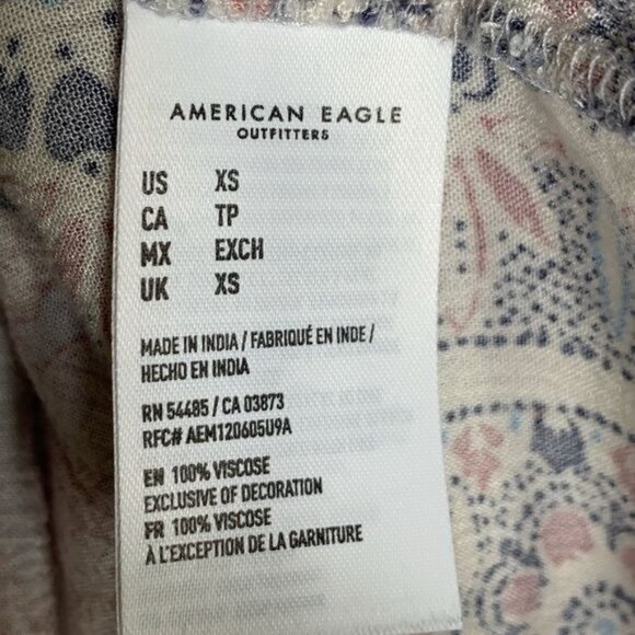 American Eagle XS Boho Floral Patchwork Peasant Blouse Long Sleeve - Picture 7 of 12